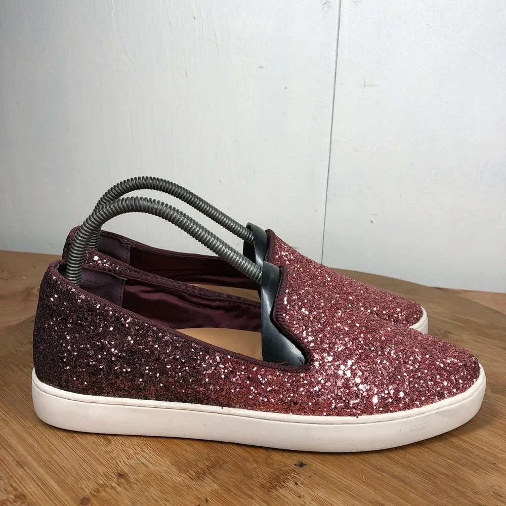 Birdies The Swift Womens size 9 shoes rose Sparkle Flitter Slip On Loafers